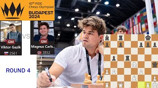 GM Viktor Gažík 2561 and GM Magnus Carlsen 2832 at the 45th FIDE Chess Olympiad 2024 round 4 [upl. by Ahtenak]