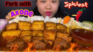 PORK WITH AXONE  SPICIEST FATTY PORK WITH BAMBOO SHOOT amp AXONE CURRY amp RICE MUKBANG  BIG BITES [upl. by Oicirtap]