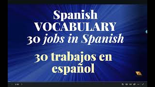 How to Learn Spanish in a Simple Way 30 Jobs in Spanish [upl. by Nomyar]