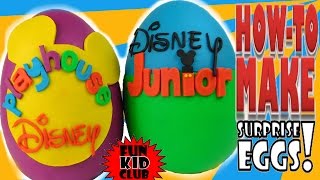 HOWTO MAKE PlayDoh Surprise EggsDISNEY JUNIOR amp PLAYHOUSE DISNEY Get PlayDoh amp Build with Us [upl. by Nyrraf]