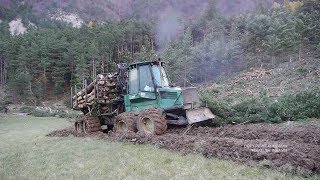 TIMBERJACK 1110 Patinage dans champ très gras en haute montagne HD [upl. by Ainoval]