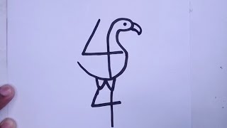 How To Draw A Peacock With 44 Number Step By Step🦚 Peacock 🦚How To Turn 44 In Peaco🦚 ময়ূর আঁকবো [upl. by Rednirah]