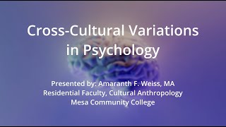 Evening Lecture Series CrossCultural Variations in Psychology [upl. by Ainslee]