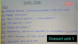 Compiler Design  unit 1 onesort important Questionsaktu Phases of compiler cse wale [upl. by Atteloj]