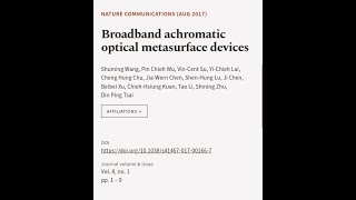 Broadband achromatic optical metasurface devices  RTCLTV [upl. by Aydidey879]