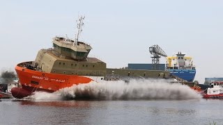 Foxhol  Tewaterlating van de ESNAAD 222 bij scheepswerf de Hoop [upl. by Steinway889]