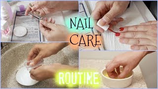 MY IN DEPTH NAIL CARE ROUTINE  WHITENING CUTICLE SOAK HOW TO POLISH FILING CLEANING UP [upl. by Anileh977]