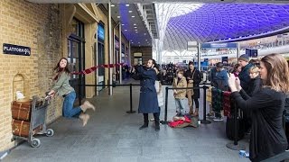 Harry Potter Platform 9 34 Kings Cross Station London [upl. by Ahsats269]