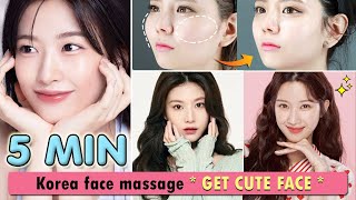 5 MIN Consigue una cara bonita reduce la cara ancha y reduce los pómulos  Masaje facial coreano [upl. by Maillil]