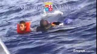 Dramatic rescue of capsized Lampedusa migrants [upl. by Arahas]