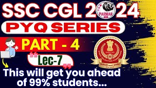 GK FOR SSC CGL 2024  PYQ SERIES PART 4  LEC7  PARMAR SSC [upl. by Pasahow153]