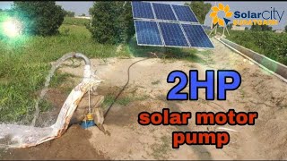 2hp solar motor water pump  6 Lubi penls 335w  invt solar drive 2kw  GI structure low price in [upl. by Kehsihba]