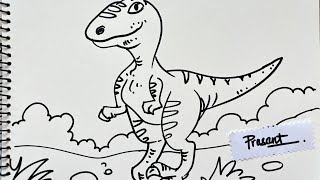 How to draw T Rex Dinosaur Easy [upl. by Ispep]