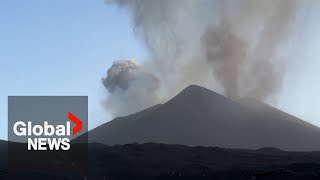 Spectacular Mount Etna eruption amazes tourists as activity intensifies [upl. by Otinauj]