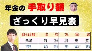 ざっくり金額が分かる！年金の手取り額 早見表 [upl. by Nigem]