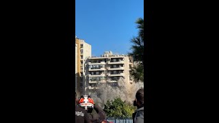 Video captures moment a missile levels Beirut building [upl. by Aroved]