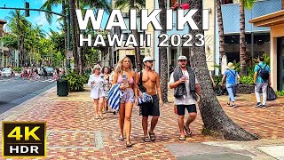 4K HDR Waikiki Narrated Walk  2023  Honolulu Oahu Hawaii [upl. by Ahseki]