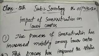 Sanskritization  impact on lower castes sociology 12th [upl. by Maddi]