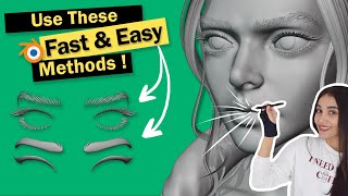 3 SIMPLE Ways To Create Stylized Eyebrows And Eyelashes In Blender [upl. by Adaner839]