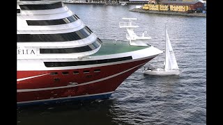 Viking Cinderella Close To Sailboat When Departure Stockholm 12 July 2024 [upl. by Noirb427]