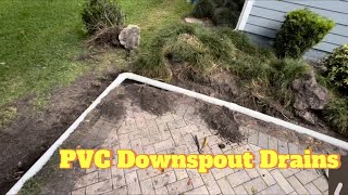 PVC Downspout Drainage Install with Channel Drain in patio [upl. by Gnas41]