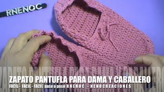 PANTUFLA DAMA CABALLERO GANCHILLO CROCHET [upl. by Hadden]