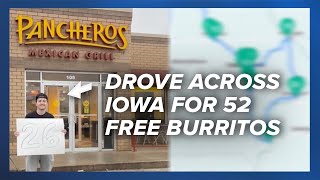 Man drives across Iowa for 52 free burritos [upl. by Eijneb]