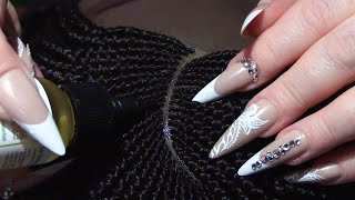 ASMR Scalp Oiling Scalp Scratching with Long Nails Braid Scratching Scalp Check Whispering [upl. by Fina220]