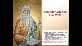 Calendar ortodox Calendar ortodox pentru luna Iulie 2020 [upl. by Annaillil]