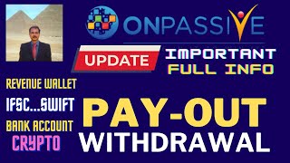 ONPASSIVE PAYOUT WITHDRAWAL BANK ACCOUNT CRYPTO REVENUE WALLET SWIFT LATEST UPDATE [upl. by Fredericka]