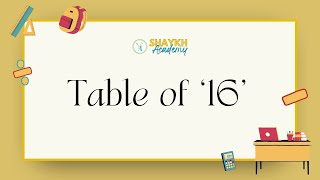 Multiplication Table of 16  Learn Table of 16  Table of Sixteen  Learn Tables from 0 to 30 [upl. by Smeaj]