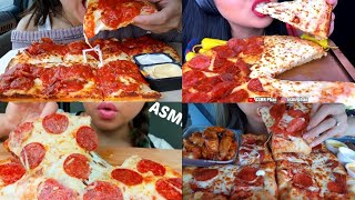 PEPPERONI amp CHEESE PIZZA 🍕 compilation  asmr mukbang  pizza eating asmr sounds 🧀🍕 [upl. by Haret]