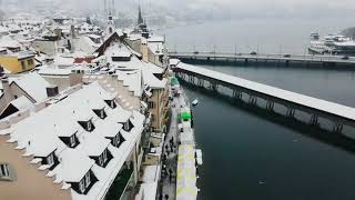 Luzern im Winter Lucerne Winter Luzern Drohnenaufnahme mit Schnee [upl. by Tare235]