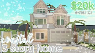 Coastal Bloxburg House Build 2 Story Exterior WITH VOICE [upl. by Joerg]