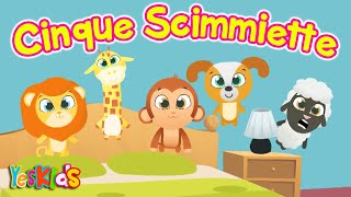 Cinque Scimmiette  Canzoni per Bambini di YesKids con i Doodles [upl. by Nostrebor670]