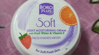 BOROPLUS Soft LIGHT MOISTURISING CREAM with fruit water amp vitamin E for face hands amp body [upl. by Lindy554]