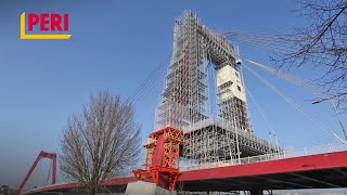 SCAFFOLDING  Refurbishment of the pylons on Rotterdams Williams Bridge with PERI EN [upl. by Holder]