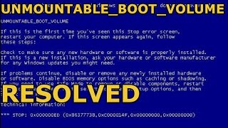 How To Fix UnmountableBootVolume Blue Screen Error STOP code 0x000000ED [upl. by Nerehs]