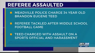 Man charged for assaulting referee at Meadville JV football game [upl. by Amias793]