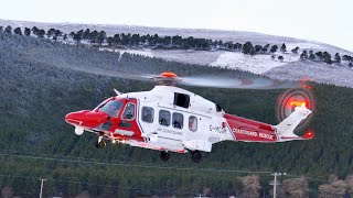 HM Coastguard Search amp Rescue Helicopter GMCGM refueling in the Cairngorms Scotland Christmas 2020 [upl. by Eduam]