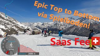 4K Skiing Saas Fee Epic Top to Bottom via Spielboden BlackRed Wallis Switzerland GoPro HERO9 [upl. by Sinegold]