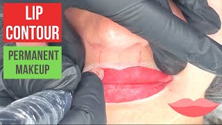 How to make an accurate Lip contour for Lip blush Permanent makeup [upl. by Linkoski]