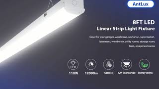 How to install AntLux 110W LED Shop Light 8FT Linear Strip Lights Fluorescent Tube Replacement [upl. by Idalia1]