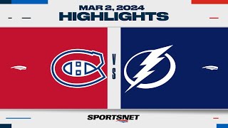 NHL Highlights  Canadiens vs Lightning  March 2 2024 [upl. by Enehs757]