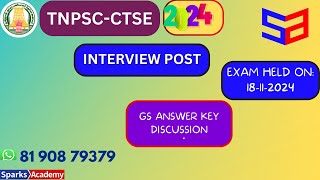 TNPSC CTSE DEGREE LEVEL INTERVIEW POSTGS ANSWER KEY Sparks Academy [upl. by Kaplan]