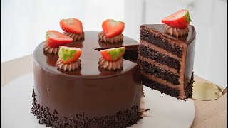 Chocolate Cake With Chocolate Ganache Glaze [upl. by Drofyar415]