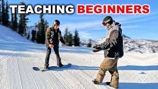 Teaching Complete Beginners How To Snowboard [upl. by Yleik650]