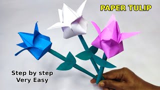 Easy Origami Tulip Tutorial  How to Make a Paper Tulip 🌷 [upl. by Llig]