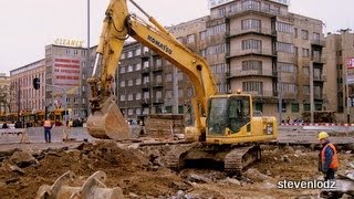 Baggerarbeiten  Bagger Bulldozer  Lader  Entwicklung von Lodz Polen [upl. by Ys]