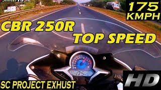 Honda CBR 250R with SC Project exhaust  Top Speed [upl. by Ahsenak]